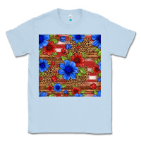 Dusty Blue patriotic flowers seamless pattern Classic Tee - HRA Design Shop