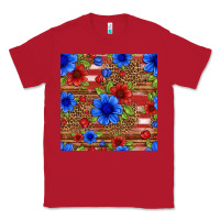 Red patriotic flowers seamless pattern Classic Tee - HRA Design Shop
