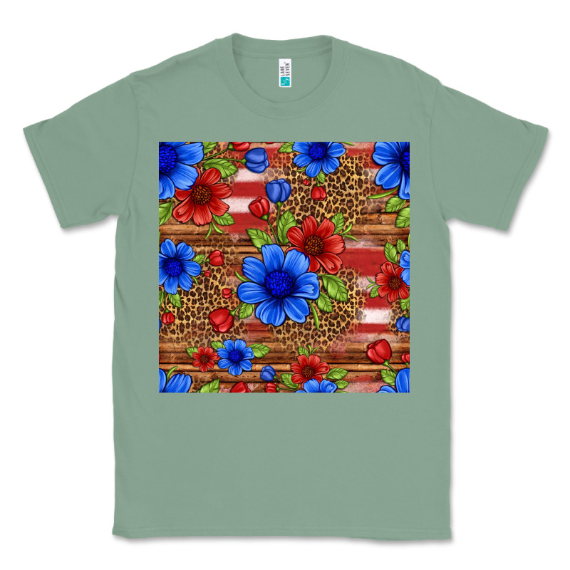 Patriotic Flowers Seamless Pattern Classic Tee by HRA Design Shop | Teevron