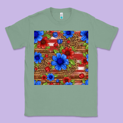 Patriotic Flowers Seamless Pattern Classic Tee Designed By Hra Design Shop