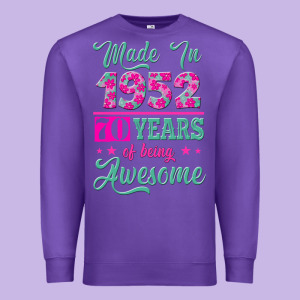 Made In 1952, 70 Years Of Being Awesome Kopya Premium Sweatshirt Designed By Jasminsmagicworld
