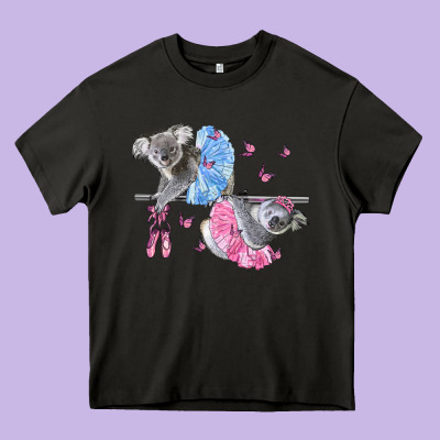 Koalas With Tutu Heavy Core Tee Designed By Lillyallendesigns