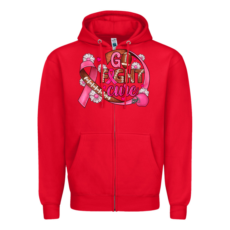 Breast Cancer Go Fight Cure Football Zipper Hoodie by JahusDesignShop | Teevron