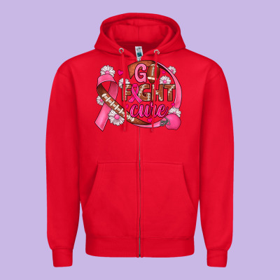 Breast Cancer Go Fight Cure Football Zipper Hoodie Designed By Jahusdesignshop