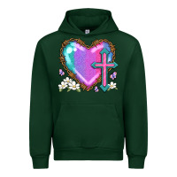 Forest Green easter cross heart la Urban Hoodie - LillyAllenDesigns