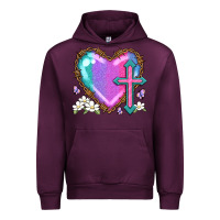 Mauve Wine easter cross heart la Urban Hoodie - LillyAllenDesigns
