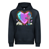 Navy easter cross heart la Urban Hoodie - LillyAllenDesigns