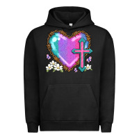 Pigment Black easter cross heart la Urban Hoodie - LillyAllenDesigns
