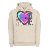 Pigment French Oak easter cross heart la Urban Hoodie - LillyAllenDesigns
