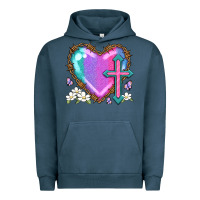 Pigment Midnight Navy easter cross heart la Urban Hoodie - LillyAllenDesigns