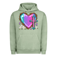 Pigment Oil Green easter cross heart la Urban Hoodie - LillyAllenDesigns