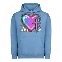 Pigment Pebble Blue easter cross heart la Urban Hoodie - LillyAllenDesigns