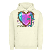 Pigment Pistachio easter cross heart la Urban Hoodie - LillyAllenDesigns