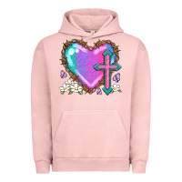 Pigment Salmon easter cross heart la Urban Hoodie - LillyAllenDesigns