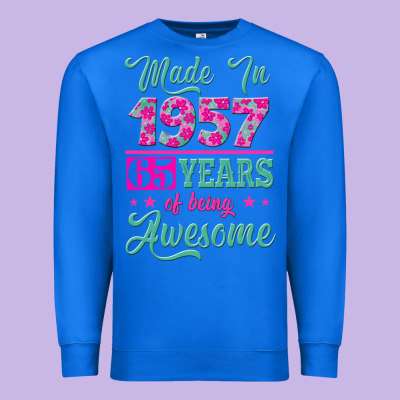 Made In 1957, 65 Years Of Being Awesome Kopya Premium Sweatshirt Designed By Jasminsmagicworld