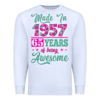 White made in 1957, 65 years of being awesome kopya Premium Sweatshirt - Jasminsmagicworld