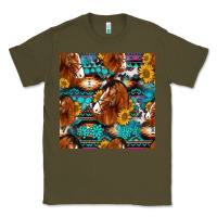 Army Green sunflower horses seamless pattern Classic Tee - HRA Design Shop