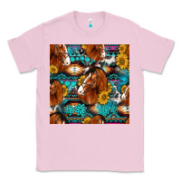 Bubblegum Pink sunflower horses seamless pattern Classic Tee - HRA Design Shop