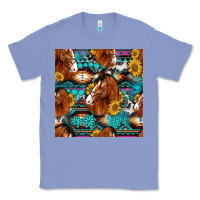 Colony Blue sunflower horses seamless pattern Classic Tee - HRA Design Shop