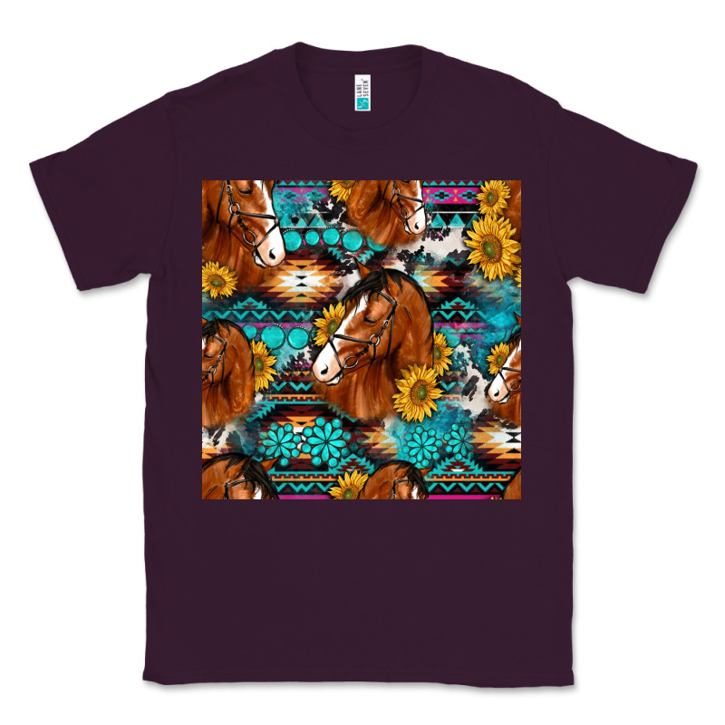 Sunflower Horses Seamless Pattern Classic Tee by HRA Design Shop | Teevron