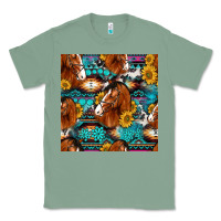 Sage sunflower horses seamless pattern Classic Tee - HRA Design Shop