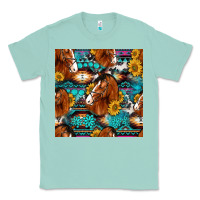 Seafoam sunflower horses seamless pattern Classic Tee - HRA Design Shop