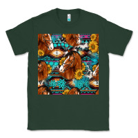 Sports Green sunflower horses seamless pattern Classic Tee - HRA Design Shop