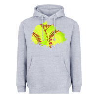 Heather Grey softball patch Heavyweight Hoodie - AdoDesignShop
