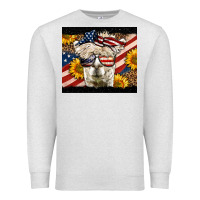 Oatmeal Heather Western 4th Of July Llama Background Premium Sweatshirt - LillyAllenDesigns