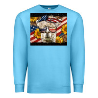 Ocean Blue Western 4th Of July Llama Background Premium Sweatshirt - LillyAllenDesigns