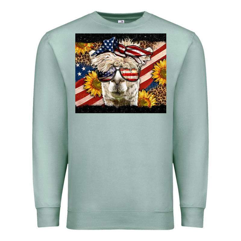 Western 4th Of July Llama Background Premium Sweatshirt by LillyAllenDesigns | Teevron