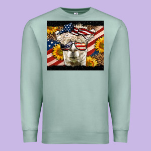 Western 4th Of July Llama Background Premium Sweatshirt Designed By Lillyallendesigns
