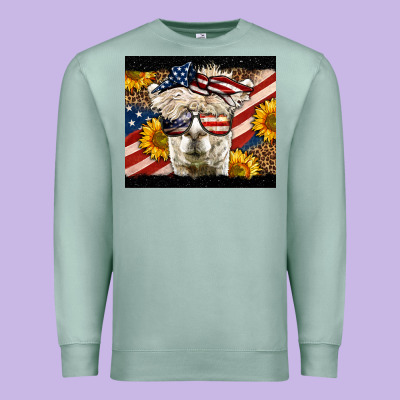 Western 4th Of July Llama Background Premium Sweatshirt Designed By Lillyallendesigns