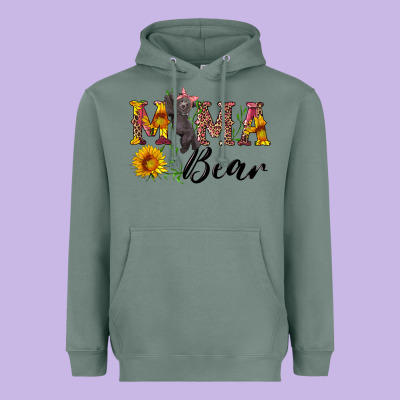 Pink Mama Bear With Cute Bear Heavyweight Hoodie Designed By Artiststas
