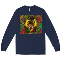 Navy juneteenth afro bun mama tumbler Long Sleeve Tee - HRA Design Shop