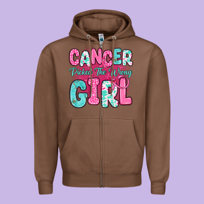 Cancer Picked The Wrong Girl Zipper Hoodie Designed By Jahusdesignshop