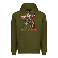 Army Green howdy christmas cowboy santa Premium Hoodie - MaliasSmallBusiness