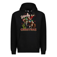 Black howdy christmas cowboy santa Premium Hoodie - MaliasSmallBusiness