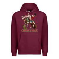 Burgundy howdy christmas cowboy santa Premium Hoodie - MaliasSmallBusiness