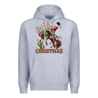 Heather Grey howdy christmas cowboy santa Premium Hoodie - MaliasSmallBusiness