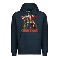 Navy howdy christmas cowboy santa Premium Hoodie - MaliasSmallBusiness
