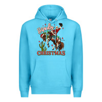 Ocean Blue howdy christmas cowboy santa Premium Hoodie - MaliasSmallBusiness
