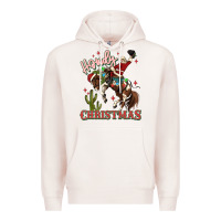 Pale Pink howdy christmas cowboy santa Premium Hoodie - MaliasSmallBusiness