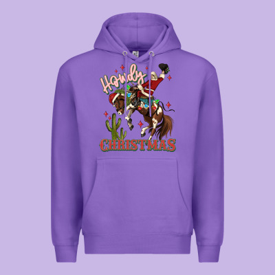 Howdy Christmas Cowboy Santa Premium Hoodie Designed By Maliassmallbusiness