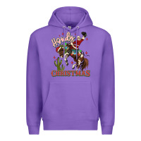 Purple howdy christmas cowboy santa Premium Hoodie - MaliasSmallBusiness