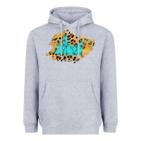 Heather Grey glitter leopard turquoise patch Heavyweight Hoodie - AdoDesignShop