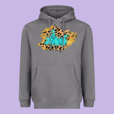 Glitter Leopard Turquoise Patch Heavyweight Hoodie Designed By Adodesignshop