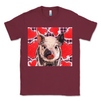 Burgundy valentine's day glitter hearts pig Classic Tee - BarkalooDesign