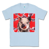 Dusty Blue valentine's day glitter hearts pig Classic Tee - BarkalooDesign