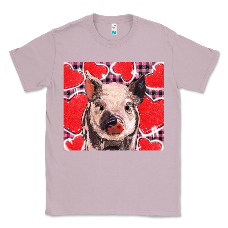 Valentine's Day Glitter Hearts Pig Classic Tee by BarkalooDesign | Teevron